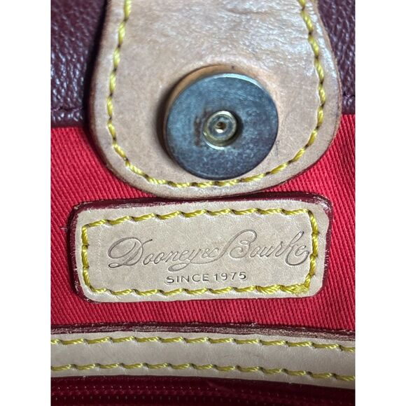 Dooney Bourke Florentine Leather Tote Bag Burgundy Red Shoulder Purse Tassel - Picture 8 of 9